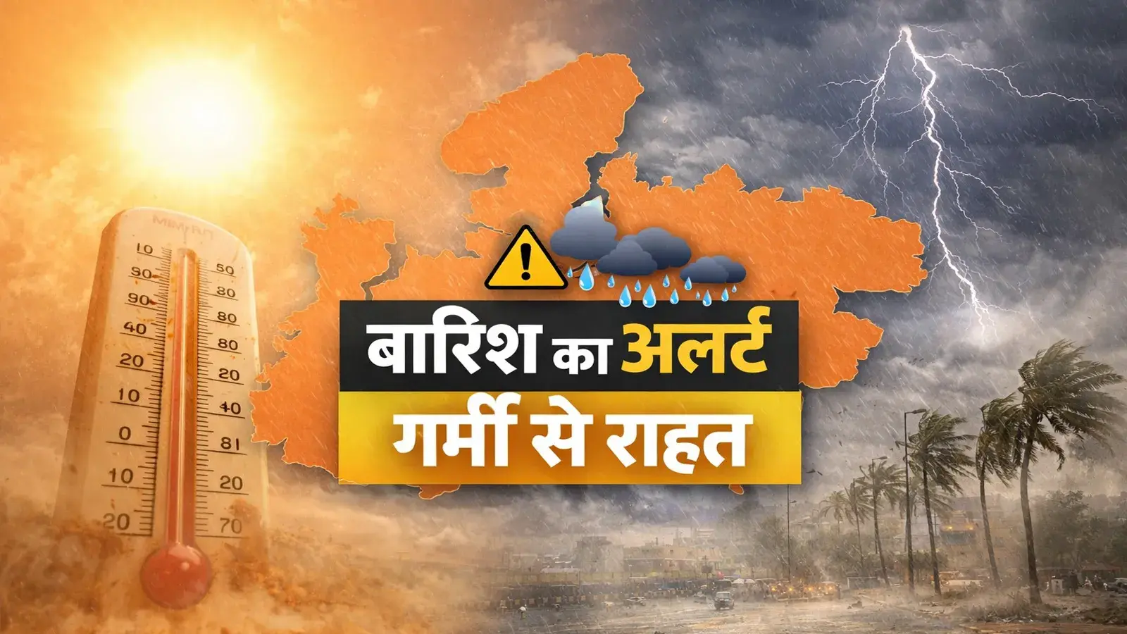 Read more about the article एमपी में बदलेगा मौसम का मिजाज: गर्मी से राहत, 4 दिन आंधी-बारिश का असर; फिर बढ़ेगा पारा