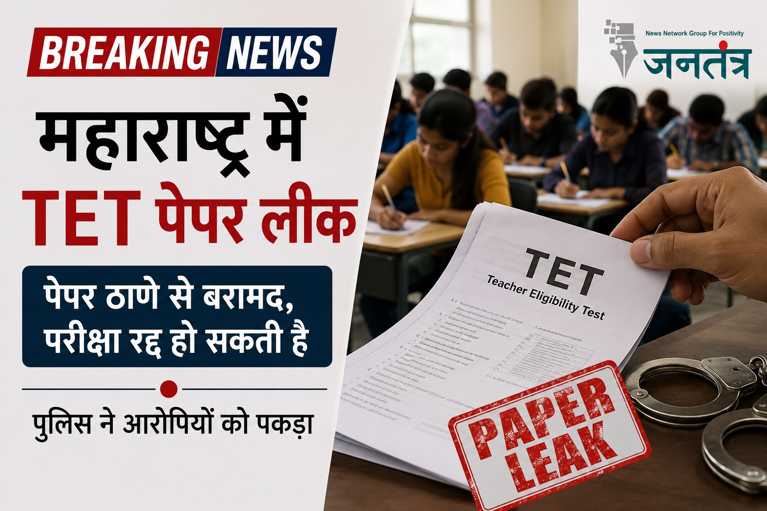 Read more about the article महाराष्ट्र TET परीक्षा से पहले बड़ा पेपर लीक कांड: ठाणे से प्रश्नपत्र बरामद, परीक्षा स्थगित होने की संभावना